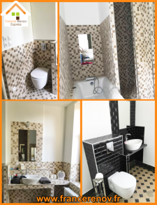 Rénovation de salle de bains avec douche à l' italienne & cabinet de toilettes à Bazuel